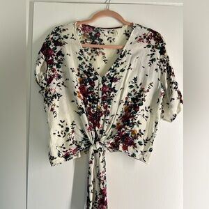 LUQ White Floral Shirt- Size S